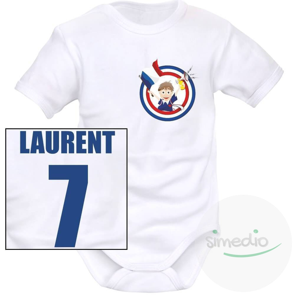 Body bébé personnalisé de sport : Supporteur de France, , , - SiMEDIO