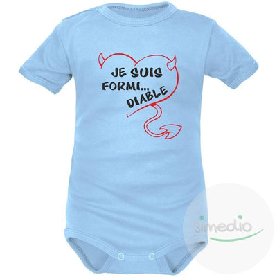 Body bébé rigolo : je suis FORMI... DIABLE, Bleu, Courtes, 0-1 mois - SiMEDIO