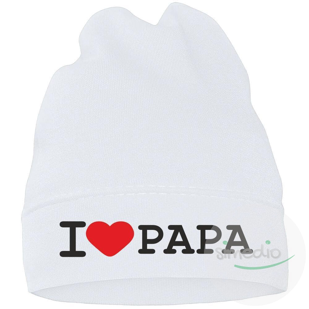 Bonnet bébé avec inscription : I LOVE PAPA (7 couleurs au choix), , , - SiMEDIO