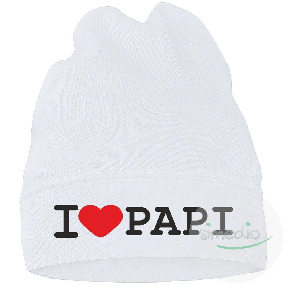 Bonnet bébé avec inscription : I LOVE PAPI (7 couleurs au choix), , , - SiMEDIO