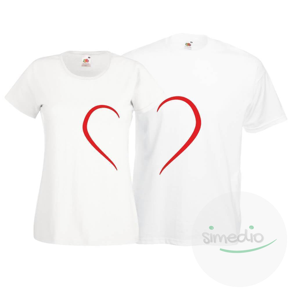 Lot de 2 T-shirts pour amoureux : COEUR, , , - SiMEDIO