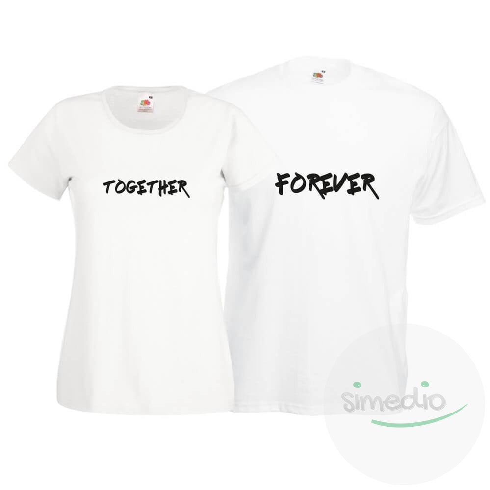 Lot de 2 T-shirts pour amoureux : TOGETHER FOREVER, , , - SiMEDIO