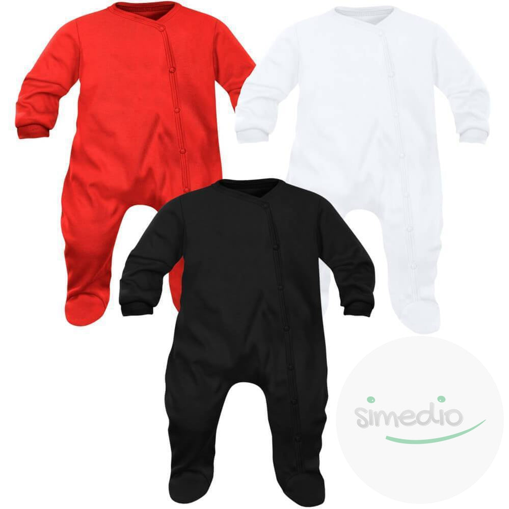 Lot de 3 pyjamas bébé unisexes, dors-bien (3 couleurs), , , - SiMEDIO