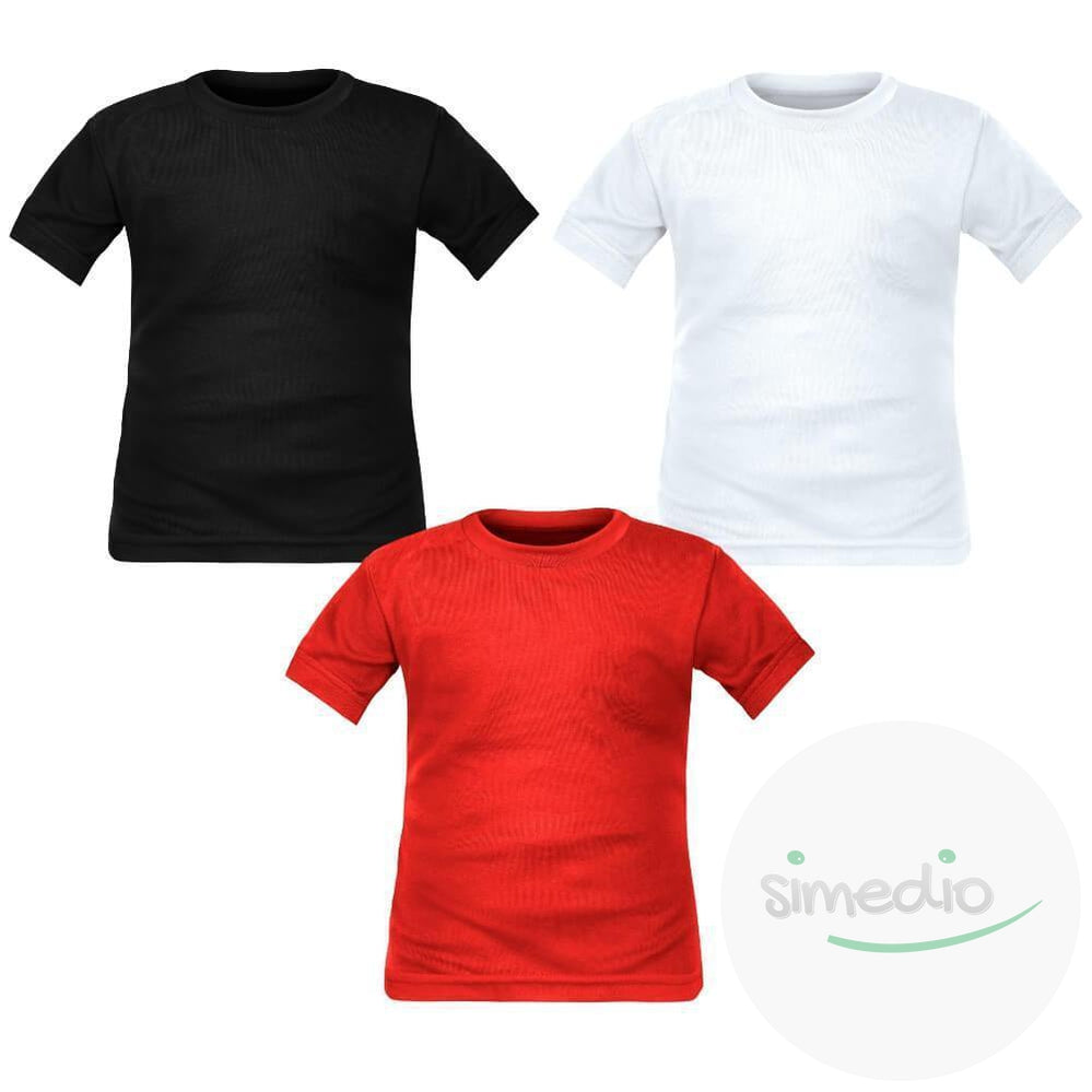 Lot de 3 T-shirts enfant unisexes manches courtes (3 couleurs), , , - SiMEDIO
