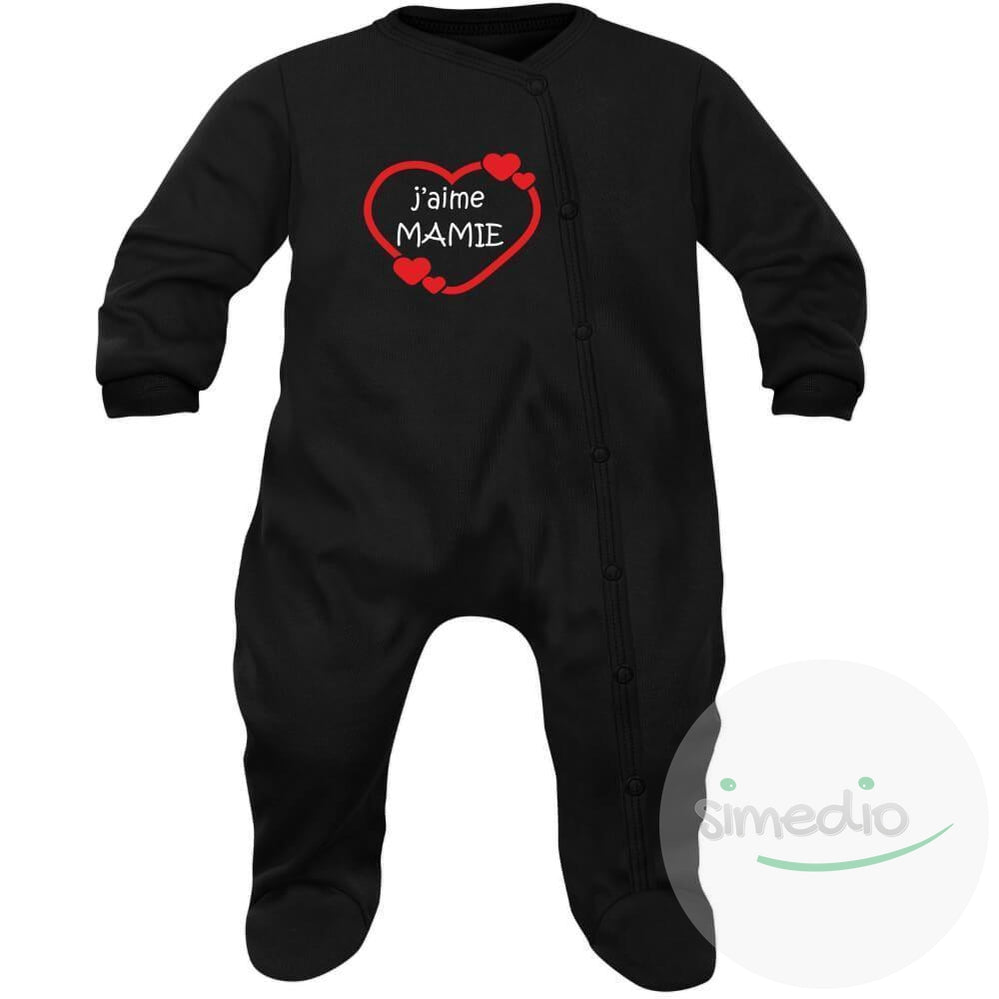 Pyjama bébé famille : j'aime MAMIE (7 couleurs au choix), , , - SiMEDIO