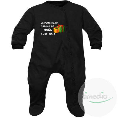 Pyjama bébé Noël : le plus beau CADEAU DE NOËL c'est moi !, Noir, 0-1 mois, - SiMEDIO