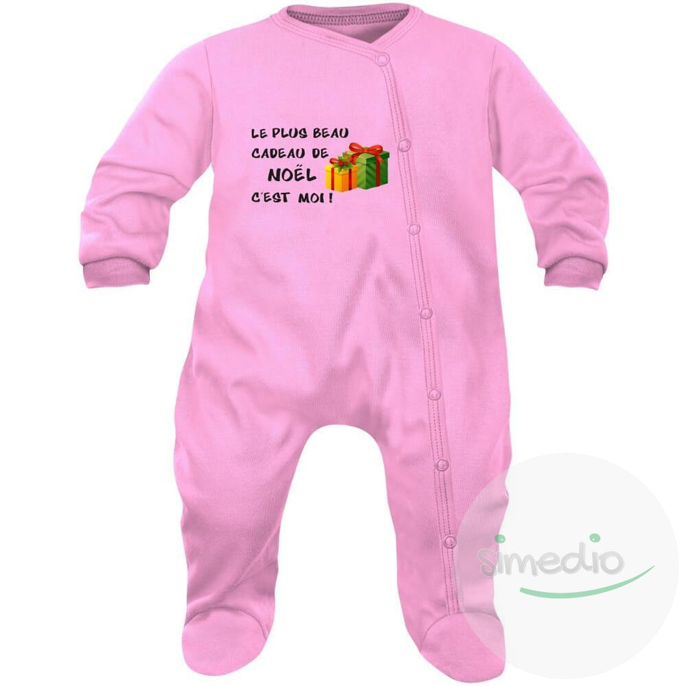 Pyjama bébé Noël : le plus beau CADEAU DE NOËL c'est moi !, Rose, 0-1 mois, - SiMEDIO