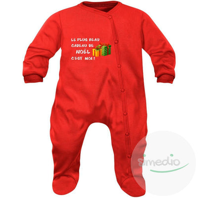 Pyjama bébé Noël : le plus beau CADEAU DE NOËL c'est moi !, Rouge, 0-1 mois, - SiMEDIO