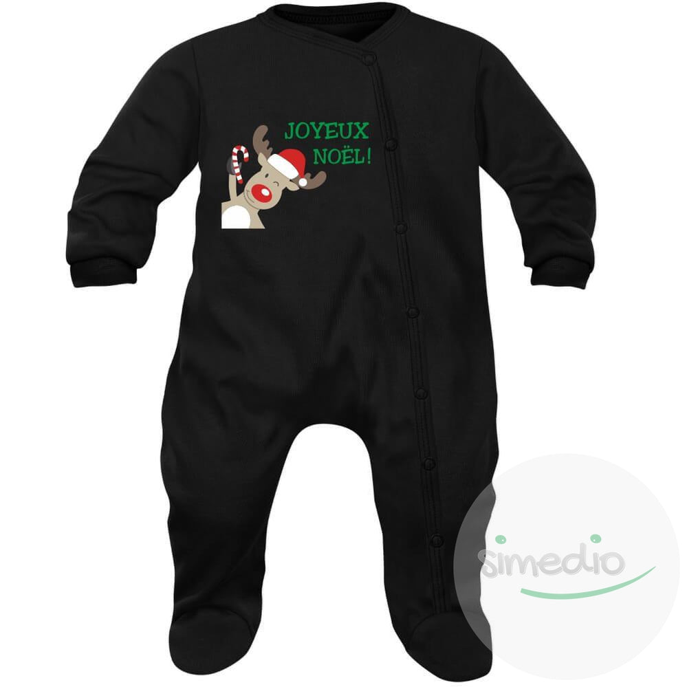 Pyjama bébé original : Joyeux NOËL, Noir, 0-1 mois, - SiMEDIO