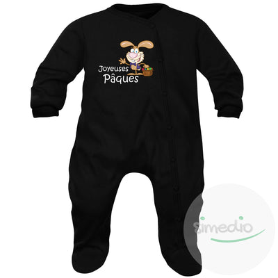 Pyjama bébé rigolo : Joyeuses PÂQUES, Noir, 0-1 mois, - SiMEDIO