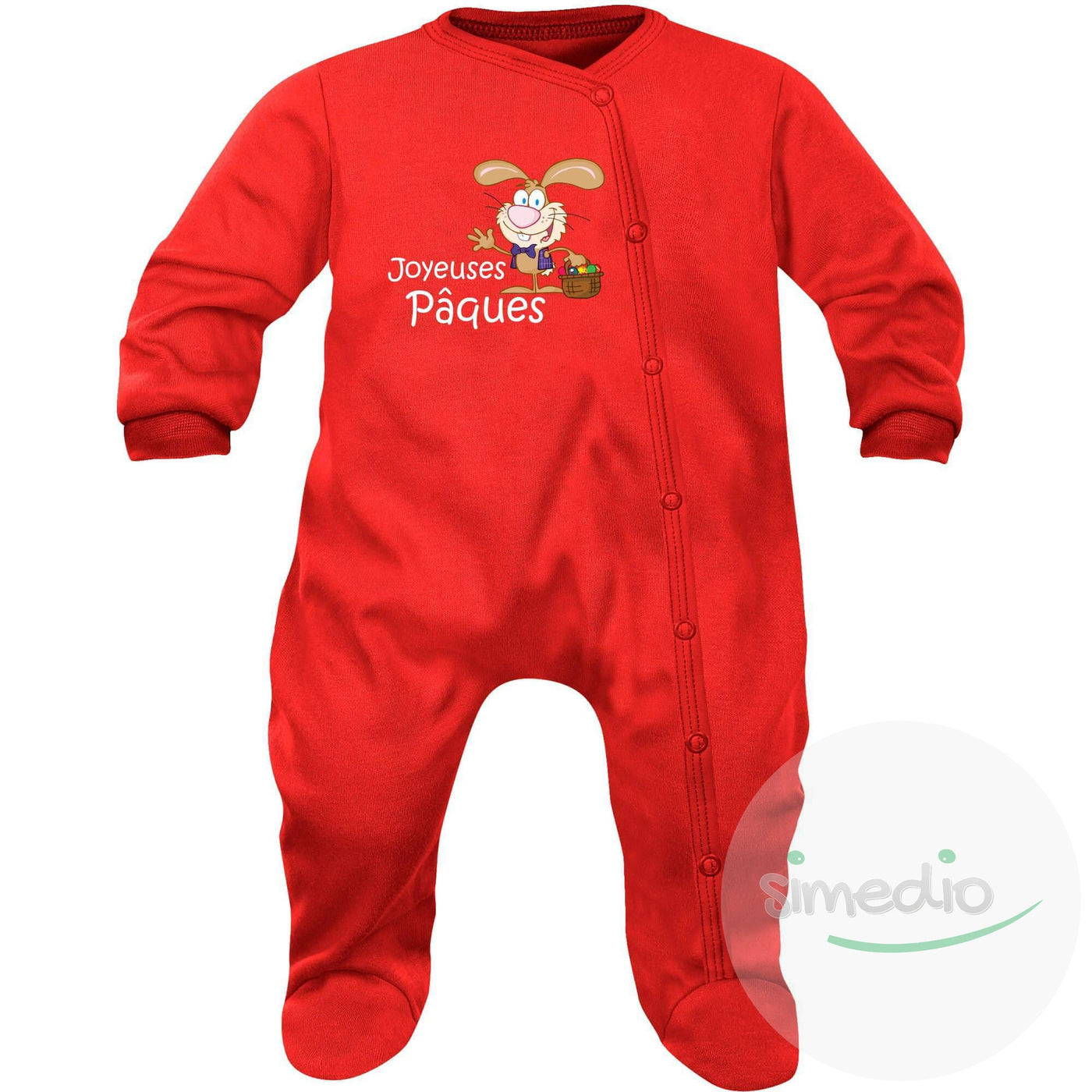 Pyjama bébé rigolo : Joyeuses PÂQUES, Rouge, 0-1 mois, - SiMEDIO