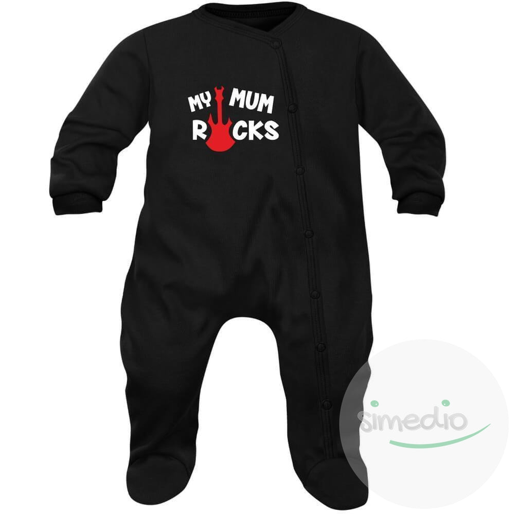 Pyjama bébé rock : MY MUM ROCKS, , , - SiMEDIO