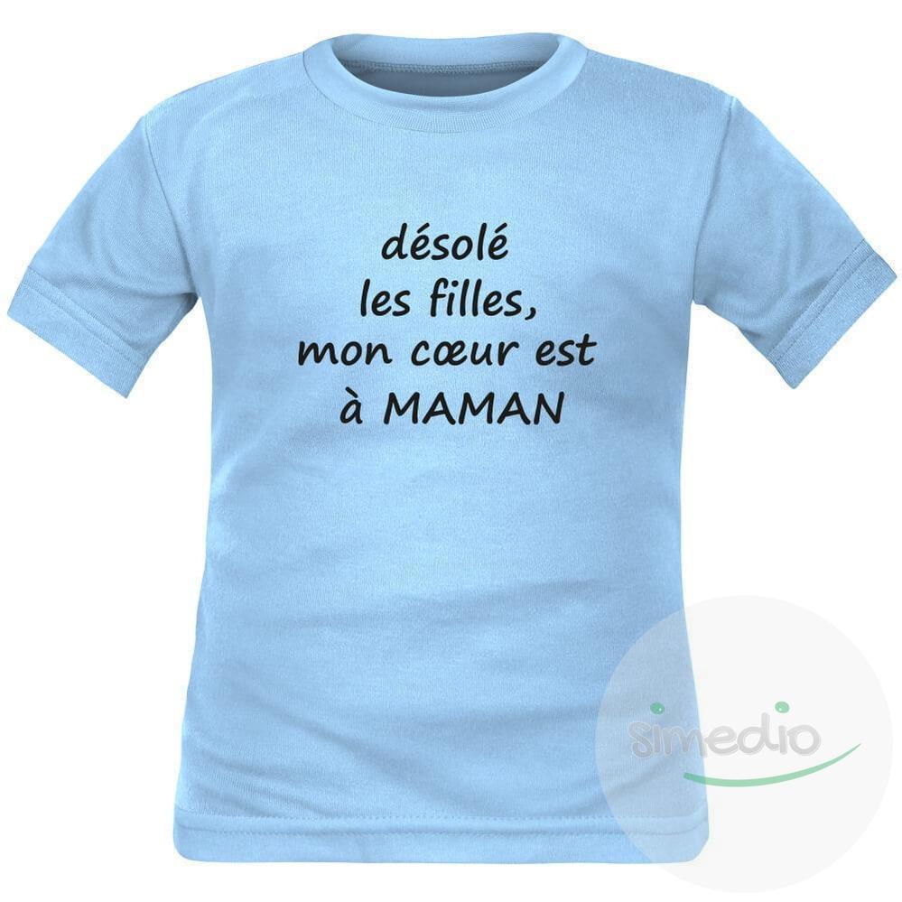 T-shirt enfant humour : mon coeur est à MAMAN, , , - SiMEDIO