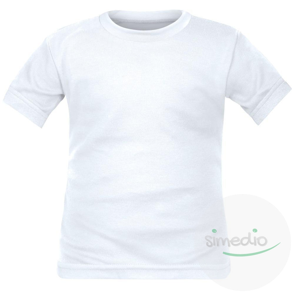 T-shirt enfant manches courtes 8 couleurs au choix (noir aussi), Blanc, 2 ans, - SiMEDIO