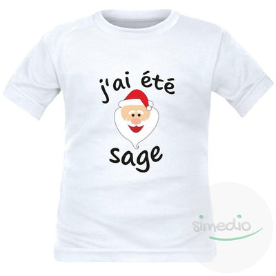 T-shirt enfant Noël : J'AI ÉTÉ SAGE (plusieurs couleurs), Blanc, 2 ans, Courtes - SiMEDIO