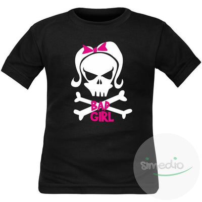 T-shirt enfant original imprimé : CRANE BAD GIRL, , , - SiMEDIO