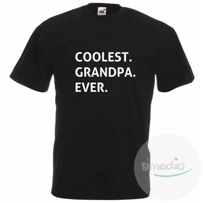 T-shirt imprimé : Coolest GRANDPA Ever, Noir, S, - SiMEDIO