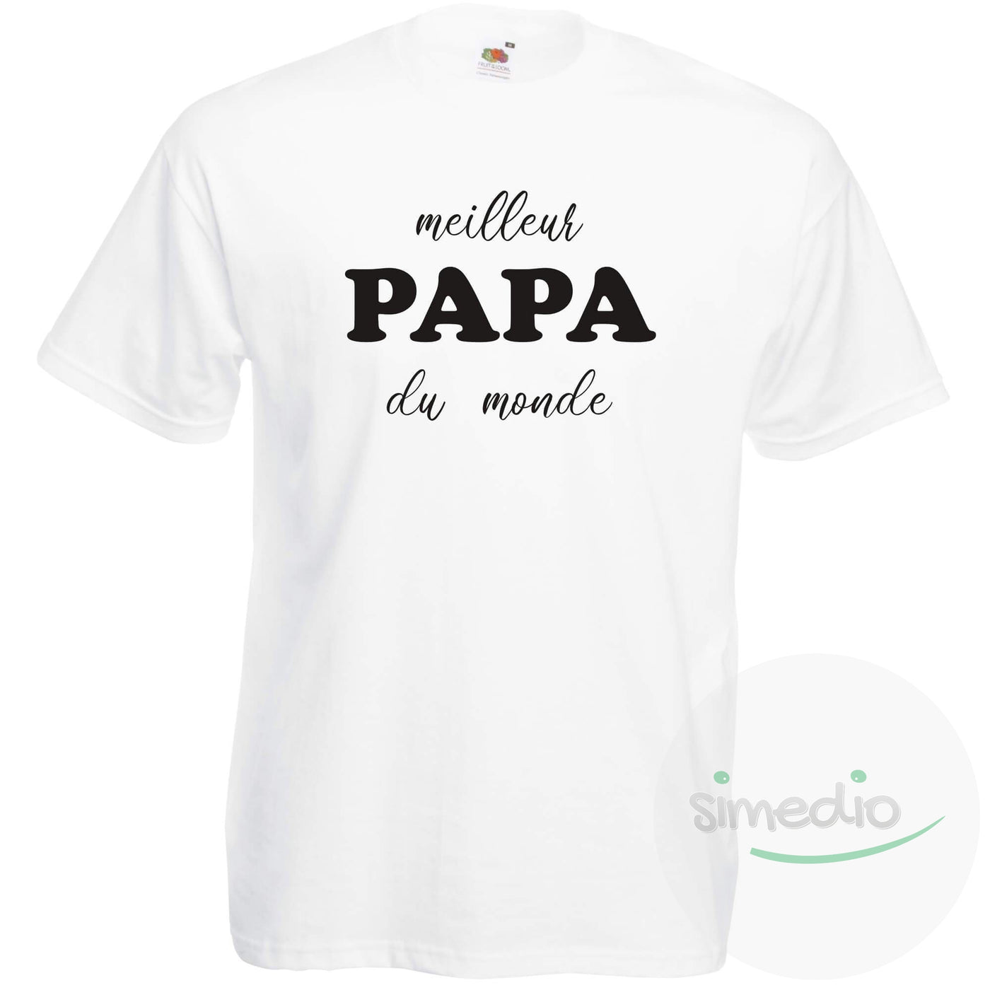 T-shirt imprimé : Meilleur PAPA du monde, Blanc, S, - SiMEDIO