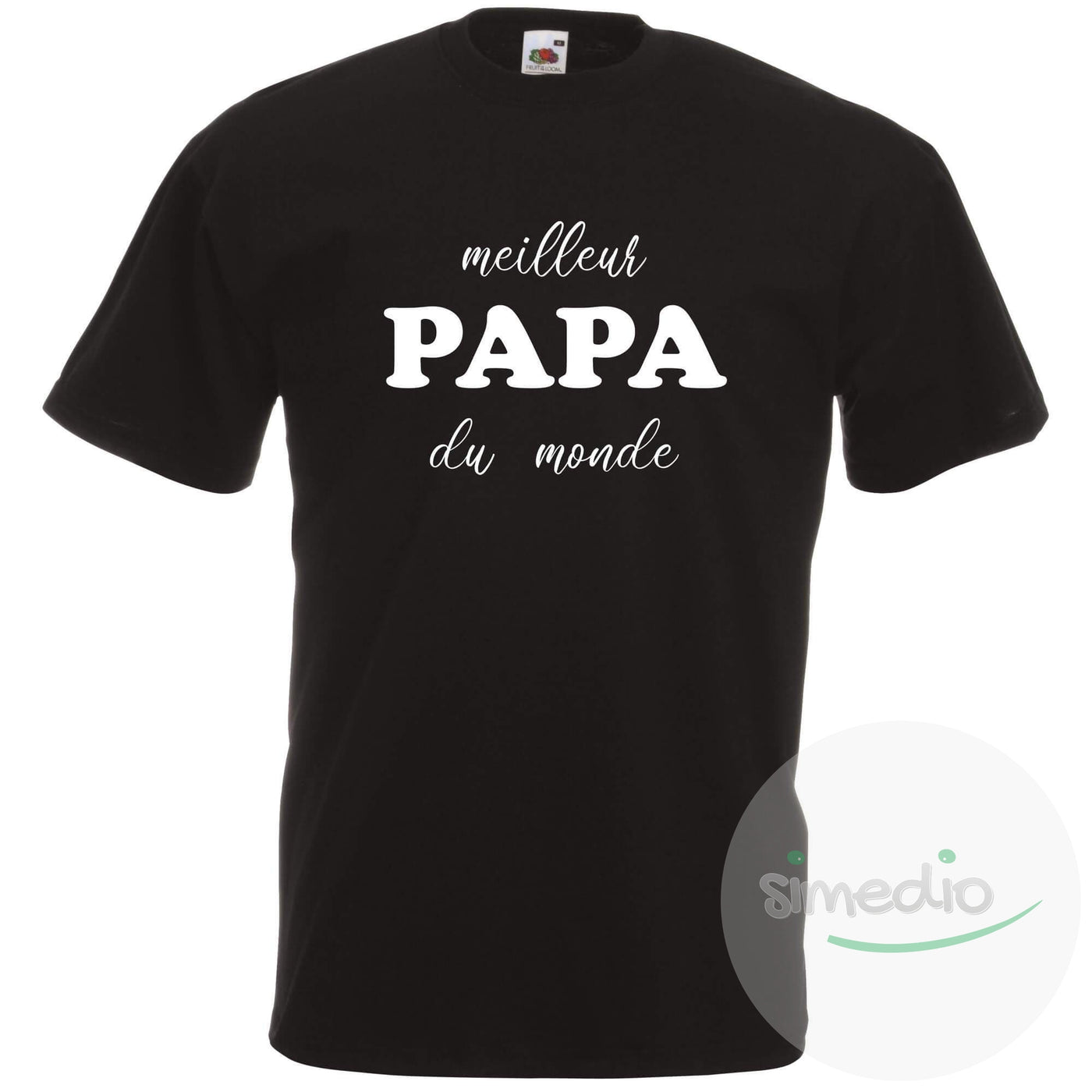 T-shirt imprimé : Meilleur PAPA du monde, Noir, S, - SiMEDIO