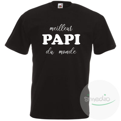 T-shirt imprimé : Meilleur PAPI du monde, Noir, S, - SiMEDIO