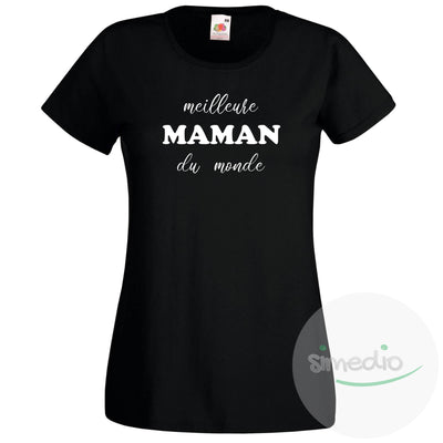 T-shirt imprimé : Meilleure MAMAN du monde, Noir, S, - SiMEDIO