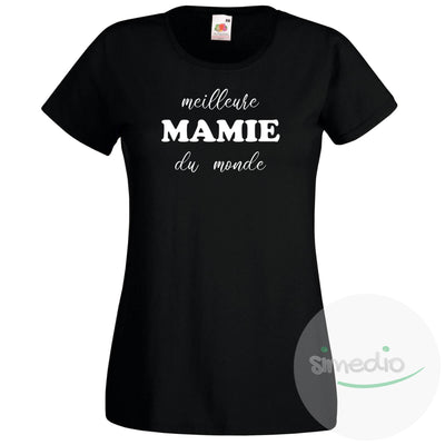 T-shirt imprimé : Meilleure MAMIE du monde, Noir, S, - SiMEDIO