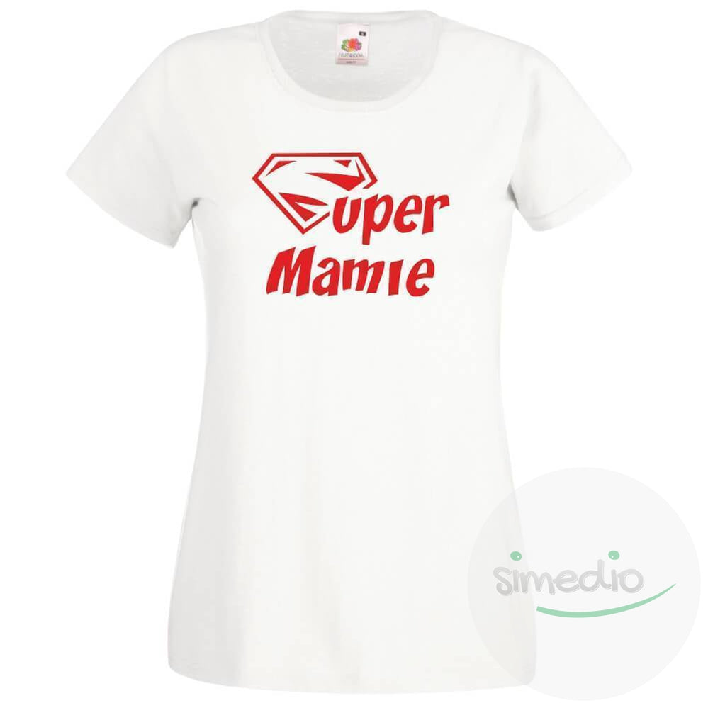 T-shirt imprimé : SUPER MAMIE, Blanc, S, - SiMEDIO