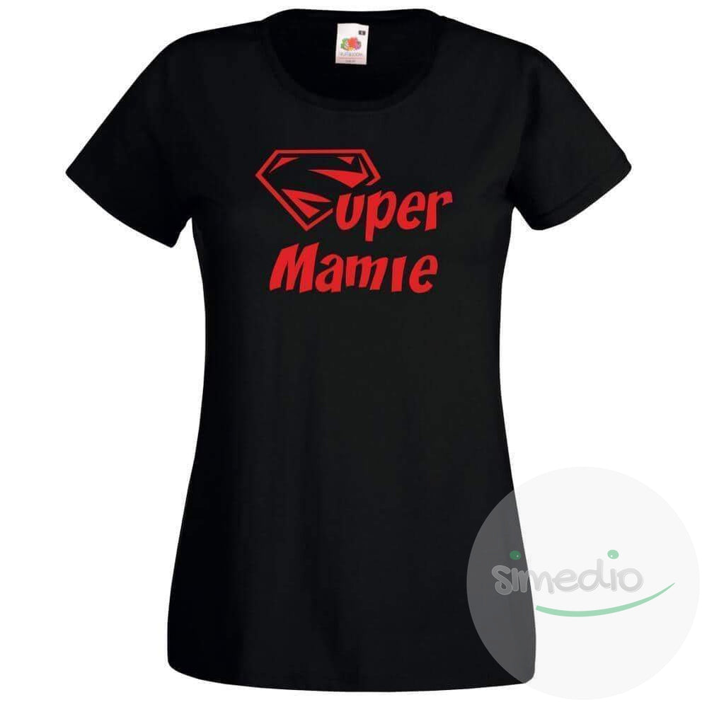 T-shirt imprimé : SUPER MAMIE, Noir, S, - SiMEDIO