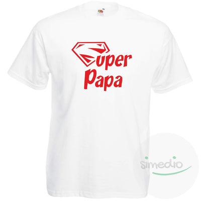T-shirt imprimé : SUPER PAPA, Blanc, S, - SiMEDIO