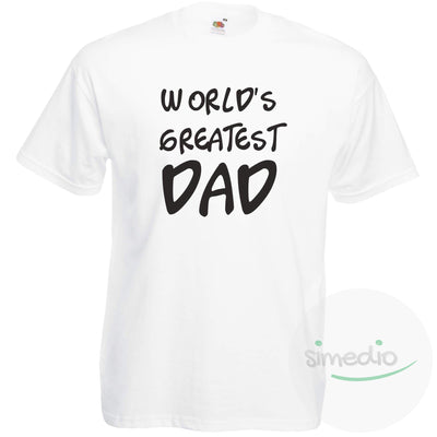 T-shirt imprimé : World's greatest dad, Blanc, S, - SiMEDIO