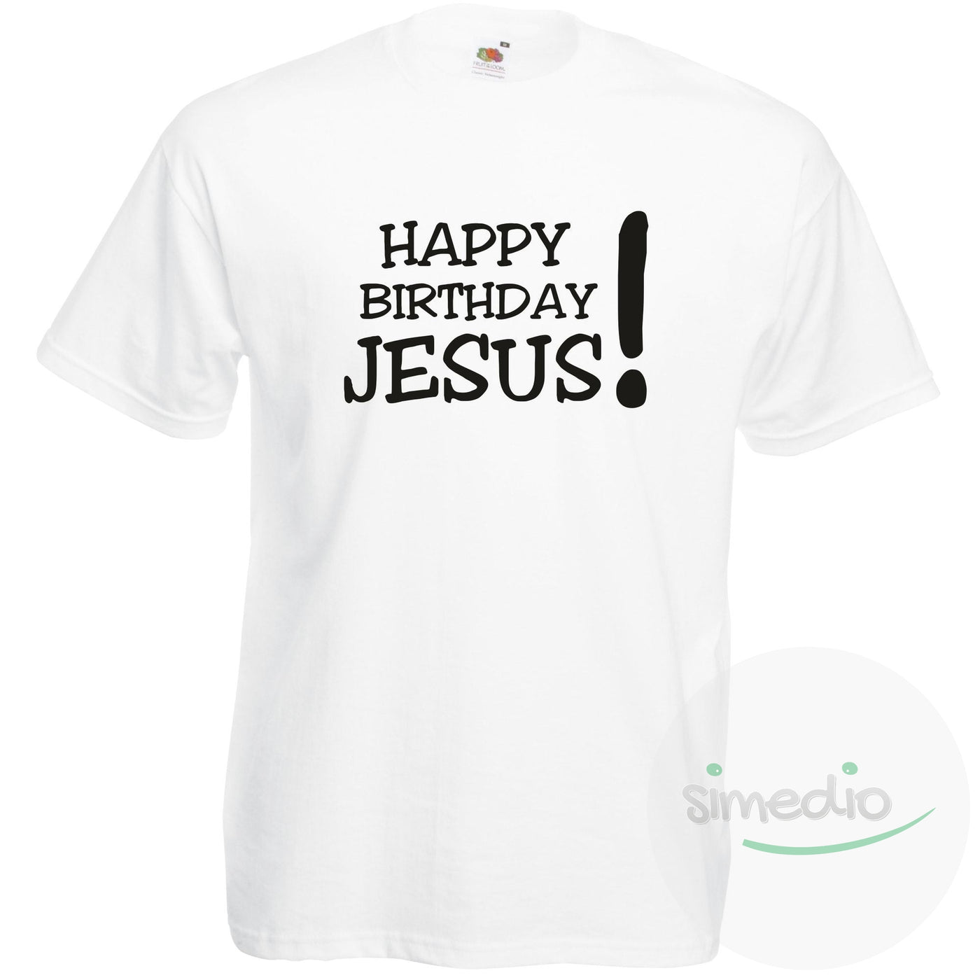 T-shirt Noël : Happy Birthday JESUS!, Blanc, S, Homme - SiMEDIO