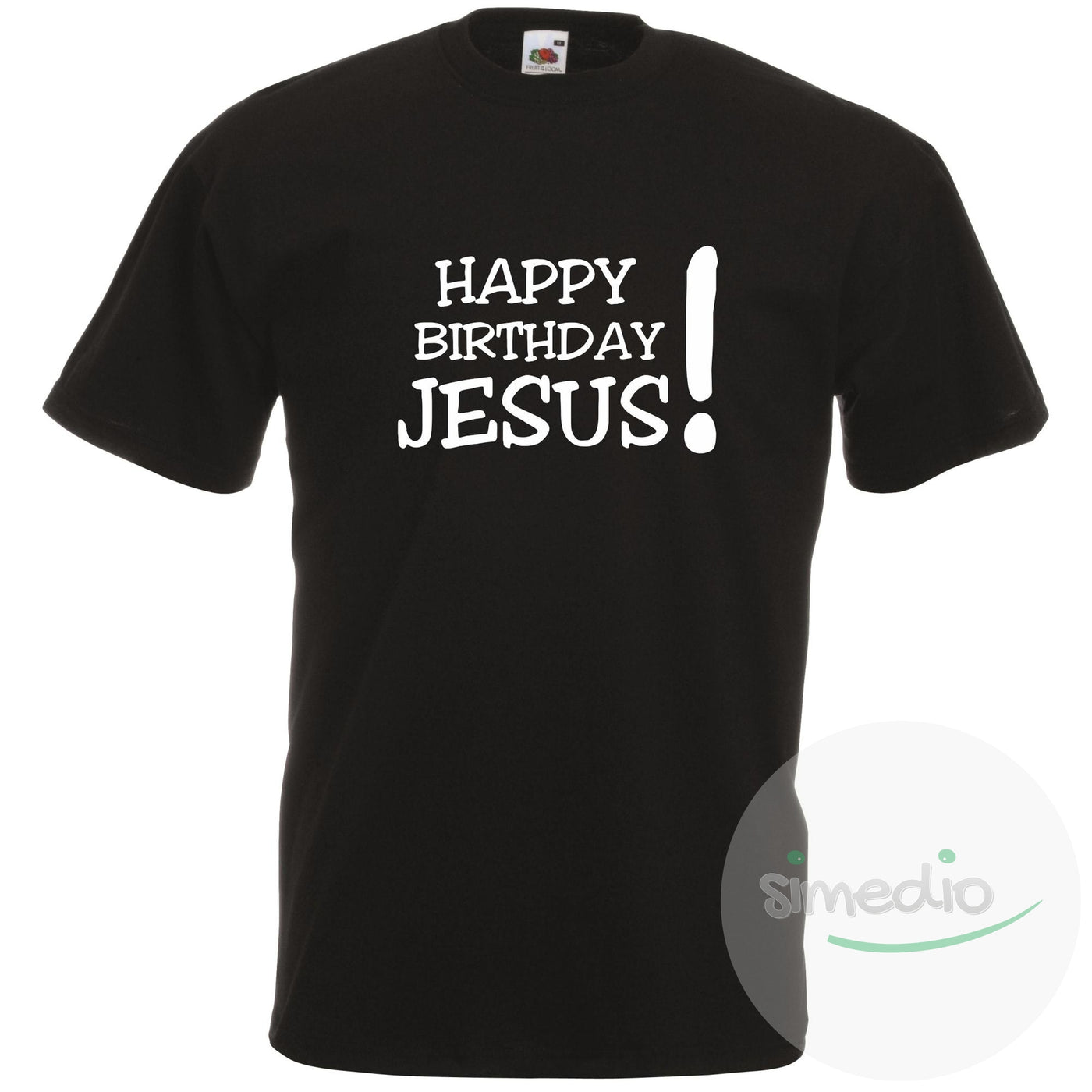 T-shirt Noël : Happy Birthday JESUS!, Noir, S, Homme - SiMEDIO