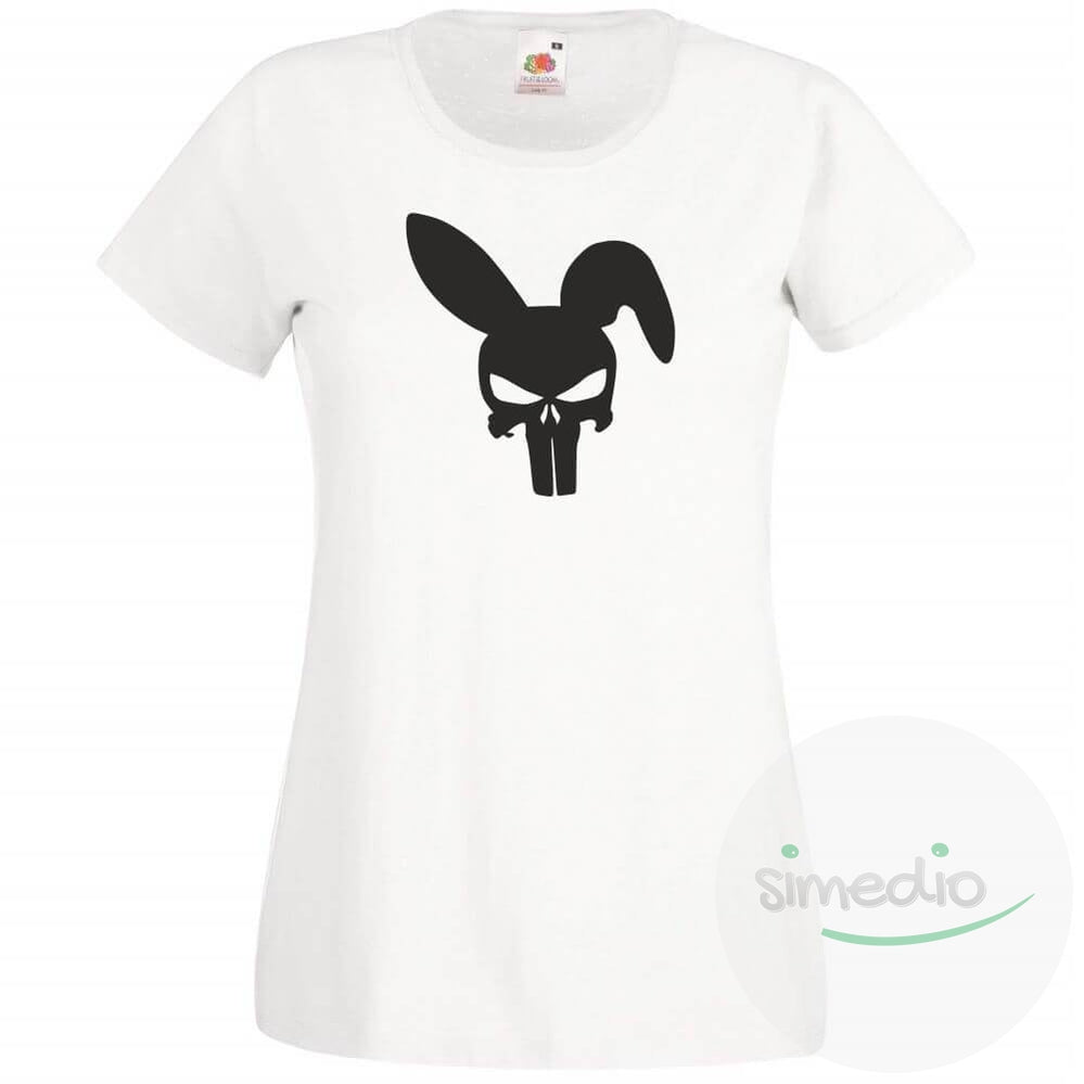 T-shirt original : CRANE lapin (pour femme ou homme), Blanc, S, Femme - SiMEDIO