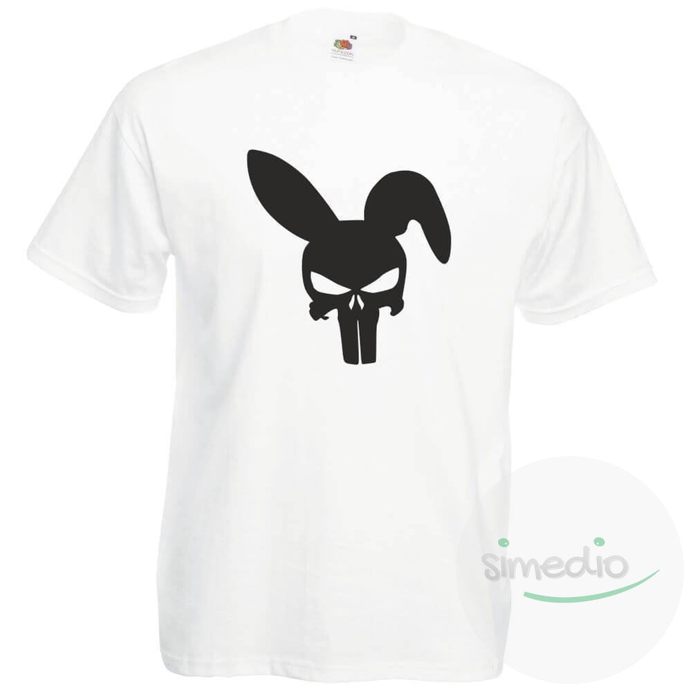 T-shirt original : CRANE lapin (pour femme ou homme), Blanc, S, Homme - SiMEDIO
