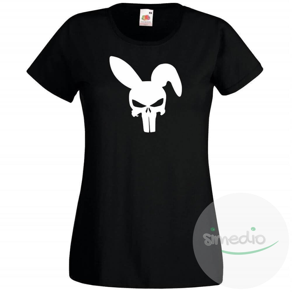 T-shirt original : CRANE lapin (pour femme ou homme), Noir, S, Femme - SiMEDIO