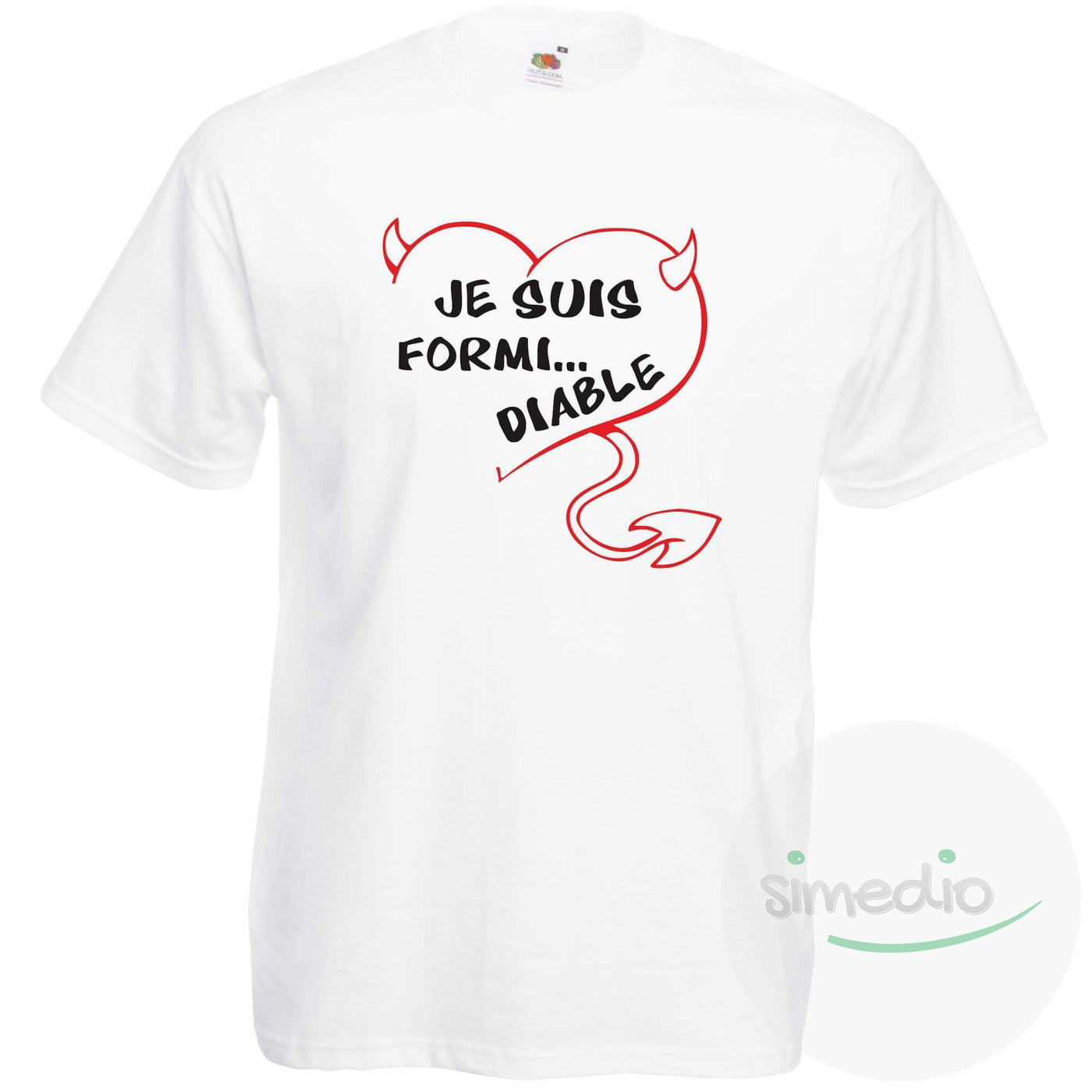 T-shirt original : je suis FORMI... DIABLE, Blanc, S, Homme - SiMEDIO