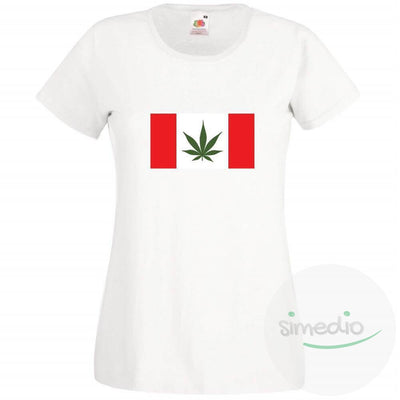 T-shirt rigolo pour homme et femme : drapeau de CANADA, Blanc, S, Femme - SiMEDIO
