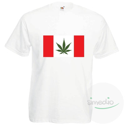 T-shirt rigolo pour homme et femme : drapeau de CANADA, Blanc, S, Homme - SiMEDIO