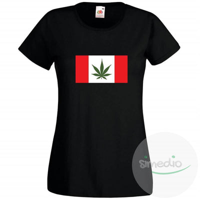 T-shirt rigolo pour homme et femme : drapeau de CANADA, Noir, S, Femme - SiMEDIO