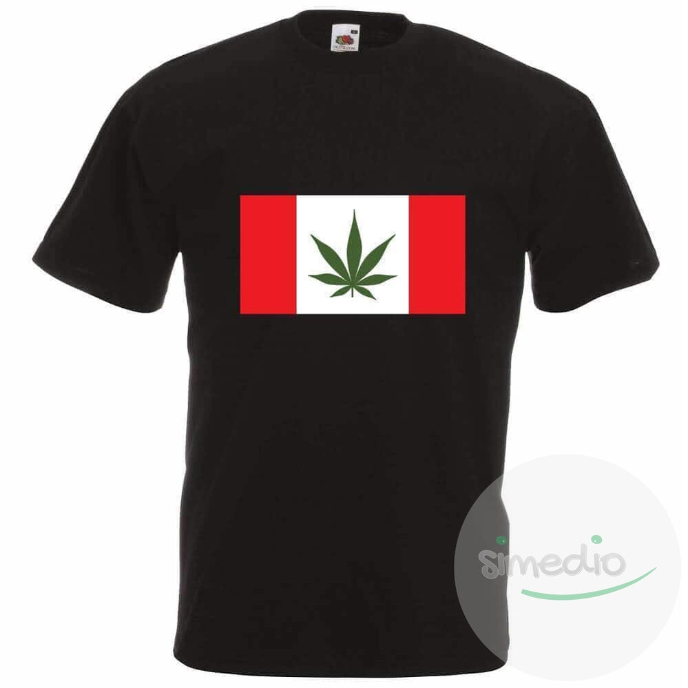 T-shirt rigolo pour homme et femme : drapeau de CANADA, Noir, S, Homme - SiMEDIO