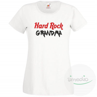 T-shirt rock : HARD ROCK GRANDMA, Blanc, S, - SiMEDIO