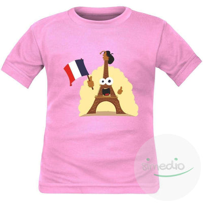 Tee shirt enfant de sport : Tour Eiffel, Rose, 2 ans, Courtes - SiMEDIO