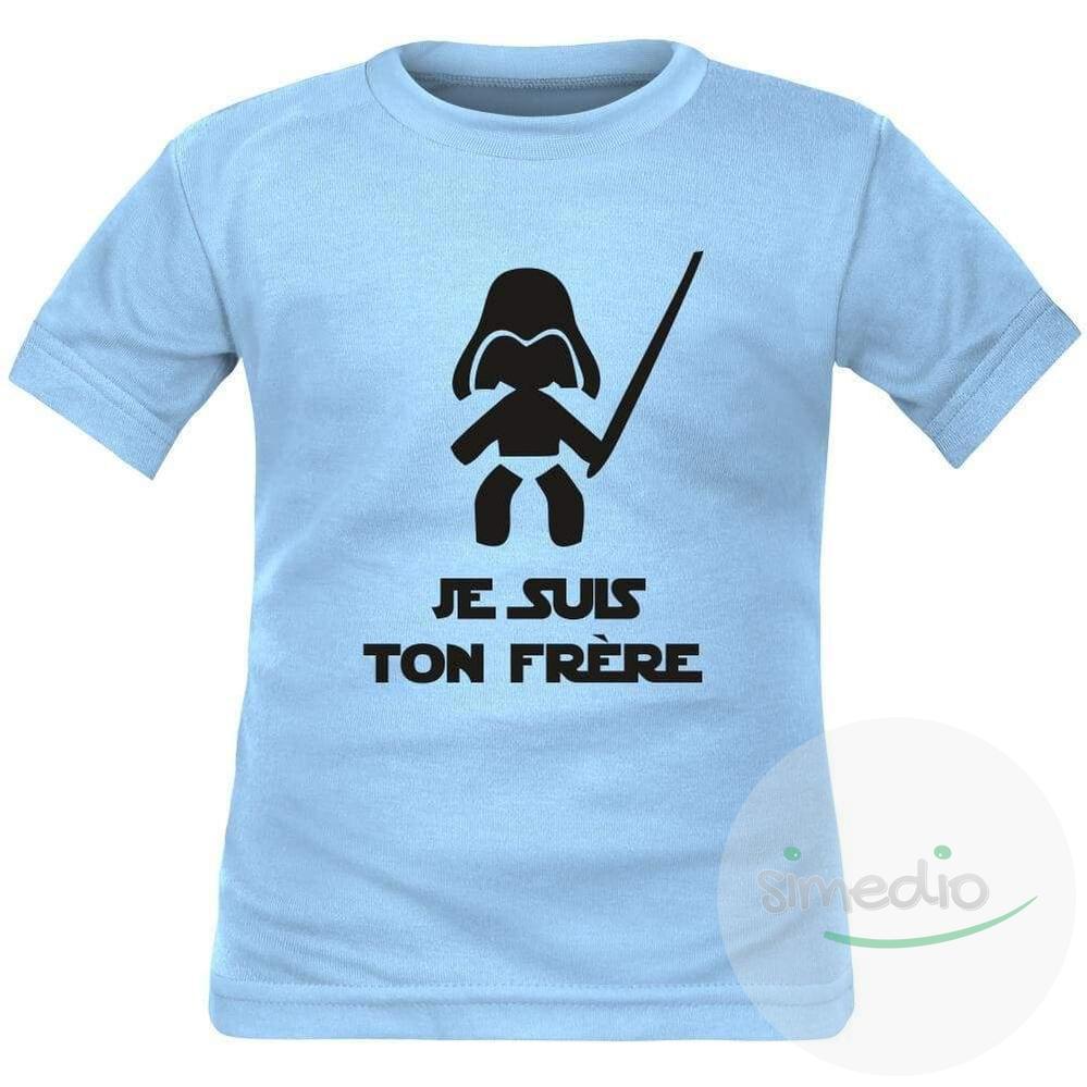 Tee shirt enfant geek : je suis ton FRÈRE, Bleu, 2 ans, Courtes - SiMEDIO