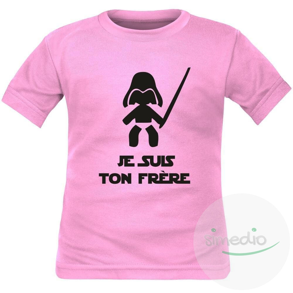 Tee shirt enfant geek : je suis ton FRÈRE, Rose, 2 ans, Courtes - SiMEDIO