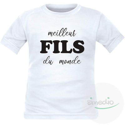 Tee shirt enfant original : meilleur FILS du monde, Blanc, 2 ans, Courtes - SiMEDIO