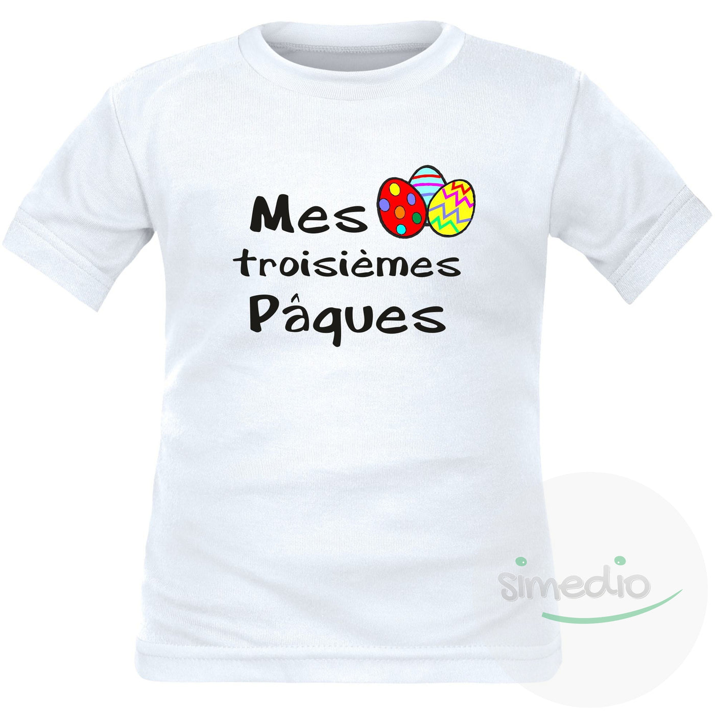 Tee shirt enfant original : Mes 2˚, 3˚, 4˚... Pâques (à personnaliser !), Blanc, 2 ans, Courtes - SiMEDIO