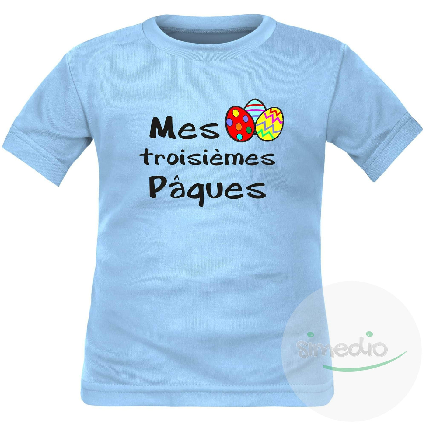 Tee shirt enfant original : Mes 2˚, 3˚, 4˚... Pâques (à personnaliser !), Bleu, 2 ans, Courtes - SiMEDIO