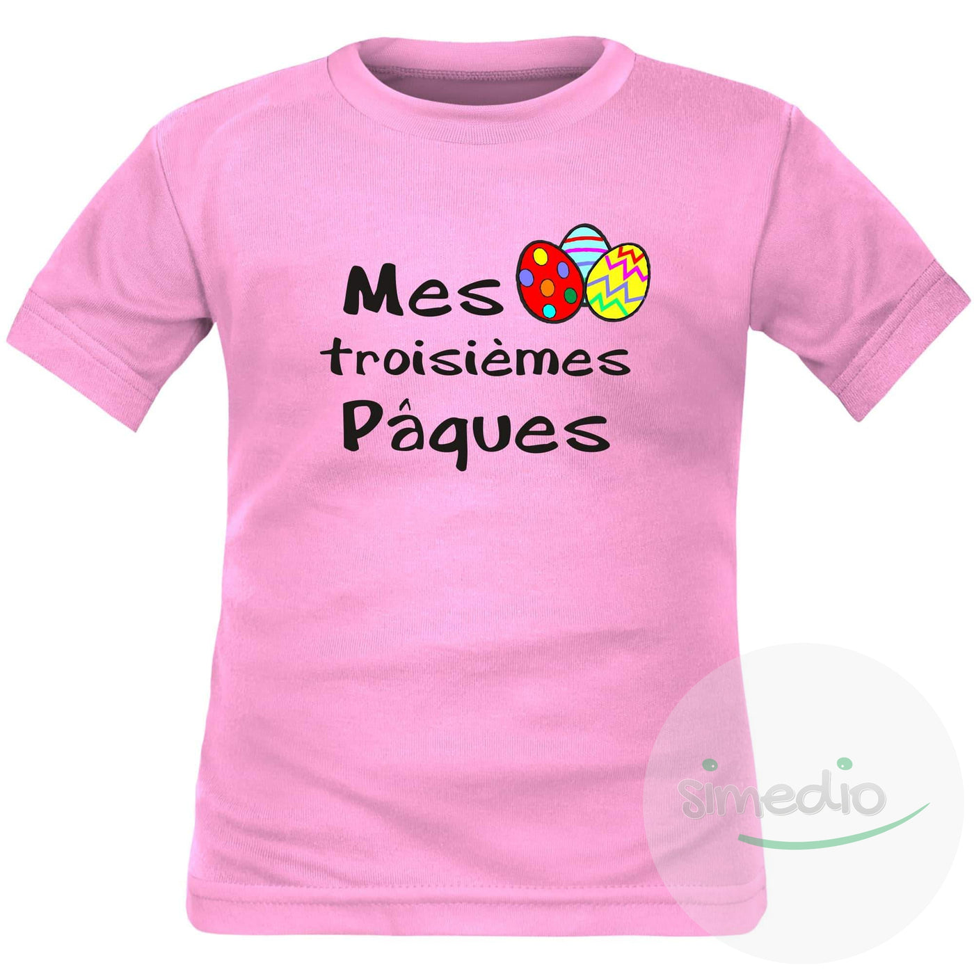 Tee shirt enfant original : Mes 2˚, 3˚, 4˚... Pâques (à personnaliser !), Rose, 2 ans, Courtes - SiMEDIO