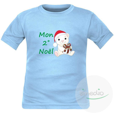 Tee shirt enfant original : Mon 2˚, 3˚, 4˚... NOËL (à personnaliser !), Bleu, 2 ans, Courtes - SiMEDIO