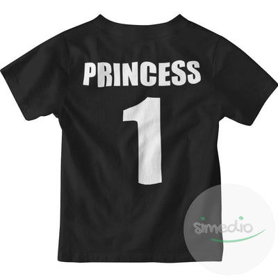 Tee shirt enfant original : PRINCE / PRINCESS, Princess, Noir, 2 ans - SiMEDIO